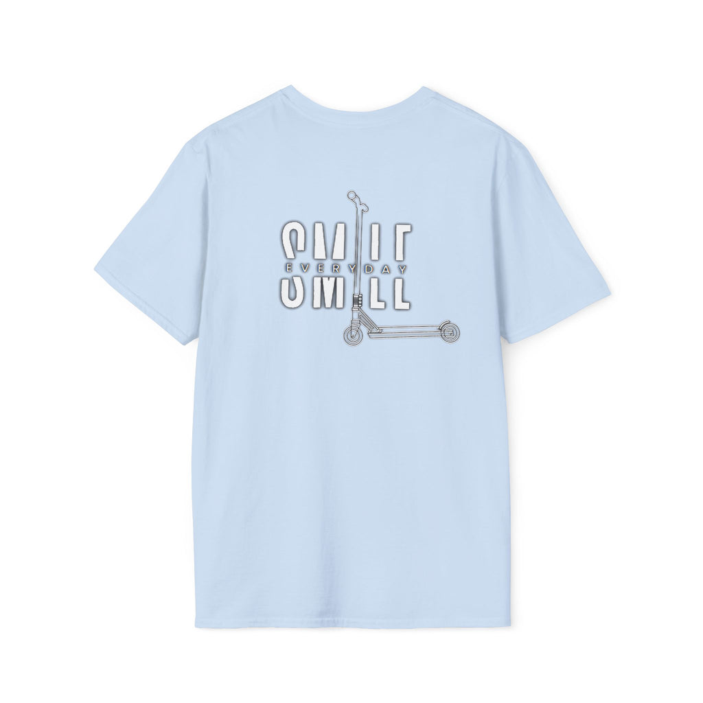 Smile Everyday Cheerful Scooter T-Shirt - Unisex Softstyle - Perfect for Everyday Wear, Gifts, Birthdays, and Celebrations, Smile Design