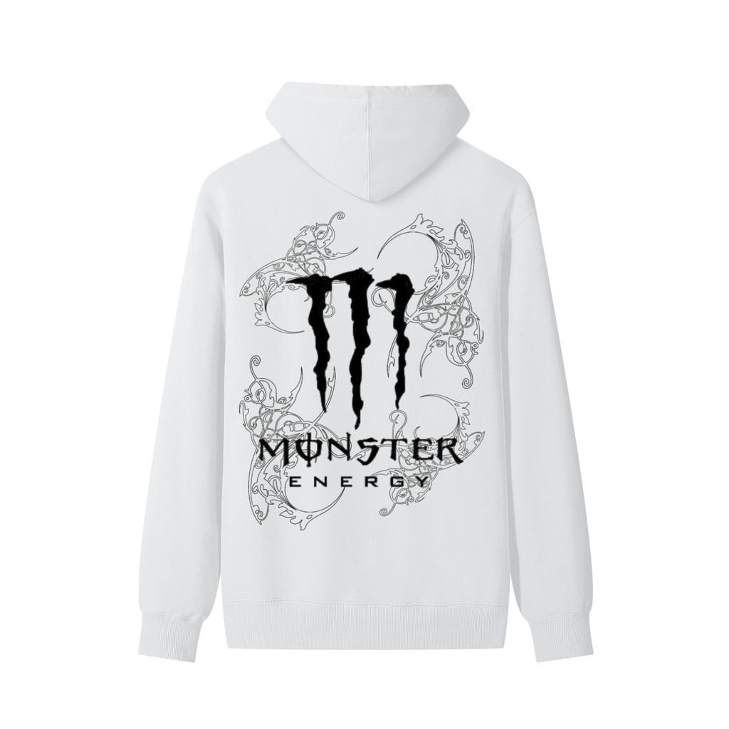 Black & White Monster Energy Hoodie – Unisex Graphic Hoodie | Streetwear Contrast Design